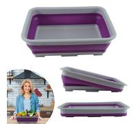 Purple Collapsible Washing Up Bowl 10L - Pops Up in Second| Non Slip Base Water Storage Basin for Camping, Caravans, Outdoor Activities, Kitchen Size-37.5cm