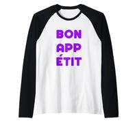 Purple Color Bon App Etit Purple Graphic Raglan Baseball Tee