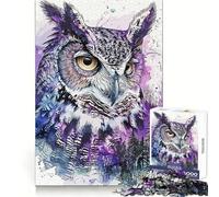 Purple Color Owl Jigsaw Puzzles for Adults 1000 Piece Mind Puzzle Slow Enjoy Image Assembly Perfect Present (38x26cm)