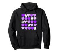 Purple Color Spell Out The Love Purple Graphic Pullover Hoodie