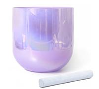 Purple Colored Crystal Singing Bowl for Yoga Meditation & Sound Bath, Quartz Chakra Sound Bowl with Suede Mallet & O-ring(440Hz,6 inch G note)