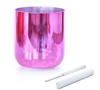 Purple Colored Crystal Singing Bowl with Crystal Striker Suede Mallet & O-ring, Clear Chakra Sound Bowl for Yoga Meditation Sound Bath(440Hz,6 inch E Note)