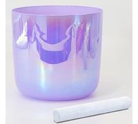 Purple Colored Sound Bowl with Suede Mallet & O-ring, Quartz Chakra Crystal Singing Bowl for Yoga Meditation & Sound Bath(432Hz,8 inch D note)