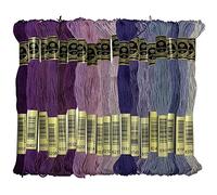 Purple Colors 100% Long-Staple Cotton Embroidery Floss Pack Cross Stitch Threads, Pack of 19 Skeins