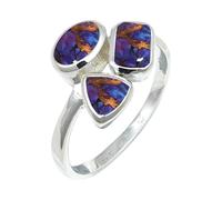 Purple Copper Turquoise Stone Silver Plated Women Ring C1155BK_7_(L)
