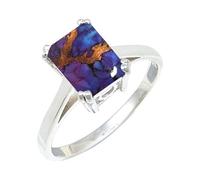 Purple Copper Turquoise Stone Silver Plated Women Ring C1157BK_8_(L 1/2)