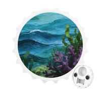 Purple Coral in The Blue Waves Bottle Opener Funny Magnetic Beer Bottle Opener for Refrigerator Wall Mounted Strong Magnet for Fridge Decorative Beer Opener Gift for Boyfriend Husband Father White