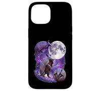 Purple Cosmic Armadillos Howling Full Moon In Space Case for iPhone 15