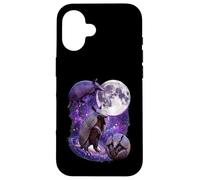 Purple Cosmic Armadillos Howling Full Moon In Space Case for iPhone 16