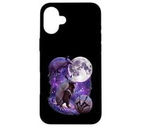 Purple Cosmic Armadillos Howling Full Moon In Space Case for iPhone 16 Plus
