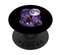 Purple Cosmic Armadillos Howling Full Moon In Space PopSockets Adhesive PopGrip
