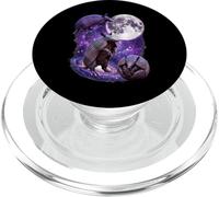 Purple Cosmic Armadillos Howling Full Moon In Space PopSockets PopGrip for MagSafe