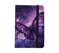 Purple Cosmic Butterfly Art Passport Cover, Pu Leather Travel Wallets, Travel Essentials Men, Cruise Ship Essentials, Holiday Ducument Holder for Passports Tickets Money Boarding Passes, ID Card Cover