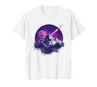 Purple Cosmic Mountain Rockets Artscape Value Graphic T-Shirt, Men, White, S