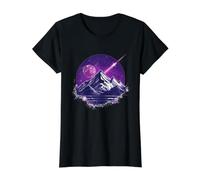 Purple Cosmic Mountain Rockets Artscape Value Graphic T-Shirt, Women, Black, XL
