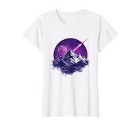 Purple Cosmic Mountain Rockets Artscape Value Graphic T-Shirt, Women, White, L