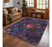 Purple Cosmic Rug, Abstract Galaxy Design Area Rug 200x250cm, Machine Washable Rug for Living Room, Bedroom, Non Slip Soft Carpet, Irregular Stone Pattern Home Decor & Gifts D#1155