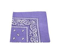 PURPLE cotton bandana scarf SQUARE BLACK WHITE PAISLEY