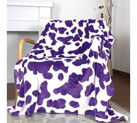 Purple Cow Print Blanket Soft Warm Plush Cow Blankets and Throws Lightweight Fleece Throw Blankets with Cow Print Couch Bedroom Living Room Camping Travel Blanket 40x50 inch
