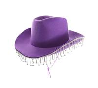 Purple Cowgirl Hat with Sparkling Diamantés - Stylish Western Fancy Dress Accessory for Hen Parties, Festivals, Rodeos, Themed Events, Nights Out and Photoshoots