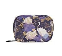Purple Cranes Flowers White First aid Bag with Detachable Compartments Attachable Pill Cases Organizers for Purse
