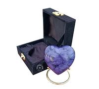 Purple Cremation Urn for Ashes Keepsake Heart Urn with Black Box and Brass Stand Mini urn for Your Loved one Adult & Funeral Burial for Adults and Infants
