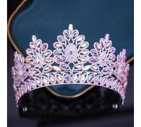 Purple Crystal Bridal Tiaras Crown Big Rhinestone Pageant Diadem Wedding Hair Accessories Party Headpieces Silver AB Color