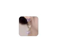 Purple Crystal Butterfly Tassels Statement Earrings for Women, Charming Multiple Butterflies Animal Dangle Earrings Sparkly Rhinestone Stud Jewelry, L, Zinc Crystal, crystal