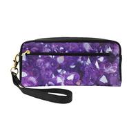 Purple Crystal Diamond Small Cosmetic Bag,Portable Cute Travel Makeup Bag for Women Makeup Brush Organizer Pouch