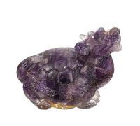 Purple Crystal Dragon Turtle Statue Chinese Lucky Figurine for Office