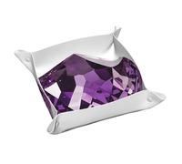 Purple Crystal Leather Storage Tray, Storage Key Chains, Coins, Watches, Earrings and Other Accessories, a Must-Have for Home