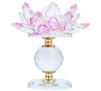 Purple Crystal Lotus Tealight Holder Zinc Alloy Base for Home Decor