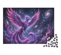 Purple Crystal Phoenix Jigsaw Puzzle for Game 1000 Pieces Cosmic Nebula for Beginners Puzzle Starters Anxiety Relief Small Gift Idea 52x38cm/1000pcs