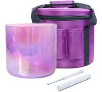 Purple Crystal Singing Bowl with Carrying Case Suede Mallet Crystal Striker and O-ring, Chakra Sound Bowl for Energy Balance Sound Healing and Meditation(432Hz,6.25inch E4)