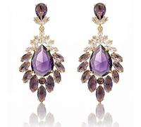 Purple Crystal Teardrop Earrings Rhinestone Lavender Earrings Wedding Jewelry for Brides Parties, Dinners & Special Occasions