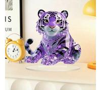 Purple Crystal Tiger Acrylic Desktop Decoration, Suitable for Home Décor in Living Room or Office. Idea Gift Choice: Halloween, Christmas, Birthday, Anniversary, Valentine's Day, Celebrations