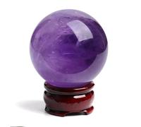 Purple Crystals Sphere Amethyst Crystal Ball with Stand, Polished Quartz Stone Ornament for Home Office Decor Gift,6cm/2.36in