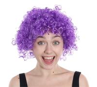 Purple Curly Wig I Love Fancy Dress Purple 24 Pack
