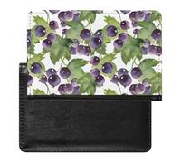 Purple Currant Grapes Green Leaves Seamless On White Women's Passport Protector, Men's Passport Protector, PU Travel Passport Protector for Women Men Worker 5.8 x 3.9 x 0.4 inch