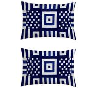 Purple Cushion Covers 16x24in Outdoor Cushions Waterproof Linen Double Sided Printing Rectangle Cushion Covers Geometry Invisible Zipper,Set of 2 Decorative Garden Pillows covers for Patio Bench M-779
