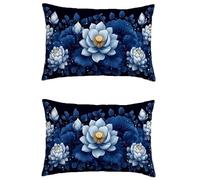 Purple Cushion Covers 16x24in Outdoor Cushions Waterproof Linen Double Sided Printing Rectangle Cushion Covers Flower Invisible Zipper,Set of 2 Decorative Garden Pillows covers for Patio Bench M-777