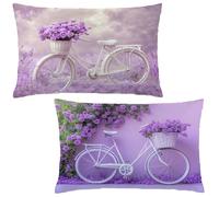 Purple Cushion Covers 30x50 cm Landscape Cushions 30 x 50 Pillow Cases Set of 2 Decorative Pillows Invisible Zipper,Velvet Breathable,Durable Fade-Resistant,Autumn Decor Living Room Sofa LE-580