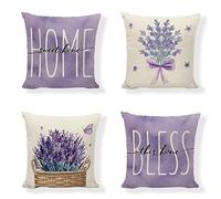 Purple Cushion Covers 35x35cm Sets 4 Outdoor Cushions Lavender Decorative Pillows Sofa Cushions Soft Throw Pillow Cover Garden Cushions Large Cushions Pillowcases for Couch Bed Livingroom Home Decor