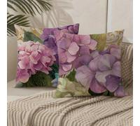 Purple Cushion Covers 50 x 50 Flower Cushions Set of 2 with Invisible Zipper Double Sided Pattern Velvet Throw Pillow Covers, Decorative Pillowcases for Garden Bench Patio Home Sofa Bed 1B-190