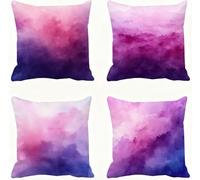 Purple Cushion Covers 50 x 50 Simplicity Pillow Cases Linen Sofa Cushions Square Pillows 4 Pack Outdoor Garden Cushion With Invisible Zipper Pillow Protectors, for Bedroom Autumn Decorative E - 101