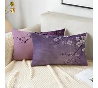 Purple Cushion Covers 70 x 90 cm Plant Sofa Cushions 2 Pack Rectangle Cushion Covers Velvet Throw Pillow Double Sided Printing Outdoor Cushions for Living Room Bedroom Bed Garden Autumn Decor 2s-639