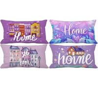 Purple Cushion Covers 70 x 90 Outdoor Cushions Soft Set of 4 Rectangle Decorative Pillows Cover Letter Pattern Design with Smooth Invisible Zip for Livingroom Sofa Home Decor, Gifts for Women h-q66