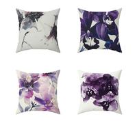 Purple Cushion Covers 80X80CM Set of 4 Outdoor Waterproof Cushions Flower Decorative Soft Square Cases with Invisible Zipper for Sofa Bed Garden Bedroom Outdoor Autumn Seat PadsDecor Gifts 4-I4N48