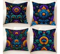 Purple Cushion Covers Set of 4, Soft Fluffy Pillow Protectors William Morris Cushion Covers 40 x 40 cm, Pattern Design Double-Sided Printing Decorative Pillows for Home Room Decor -bby250117N