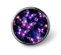 Purple Cute Butterfly Print Badges Pin, Personalized Exquisite Round Badge, 1 Inch Button Pins for Women And Men, Decorative Metal Round Brooch for Clothing, Backpacks, And Hats